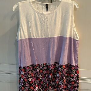 Elegant Floral Colorblock Tank Top